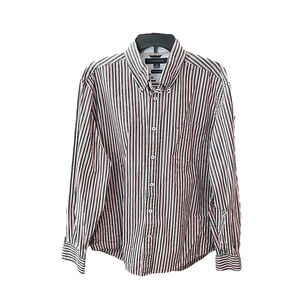 Tommy Hilfiger men’s button down long sleeve cotton shirt SZ L blue red white